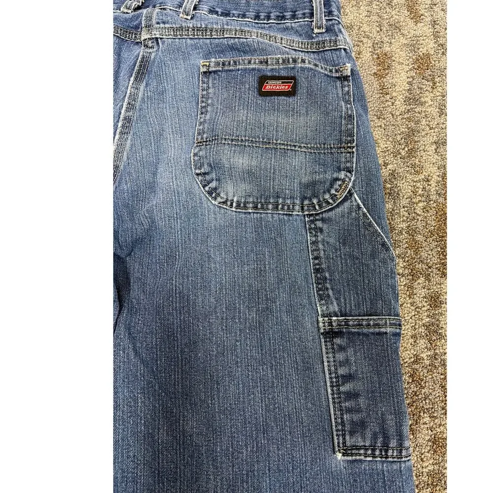 Dickies Jeans Mens 34x32 Blue Medium Wash Relaxed Fit Carpenter Workwear Classic - Picture 11 of 15